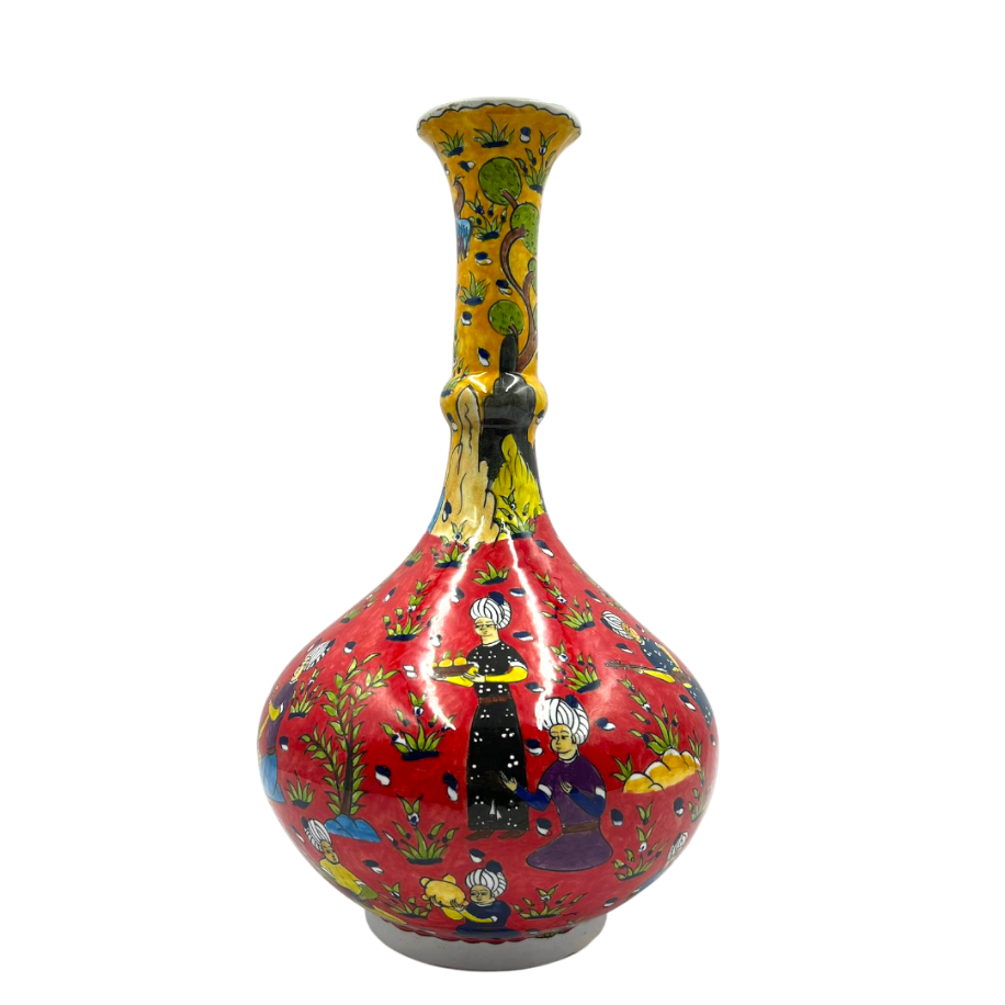 Dekoratif Seramik Osmanlı Mektebi Motifli Çini Vazo