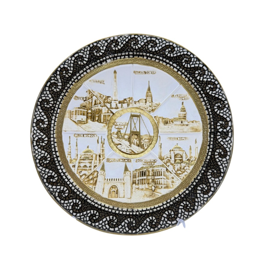 İstanbul'un Simgeleri Seramik Tabak Duvar Masa Süsü Dekor