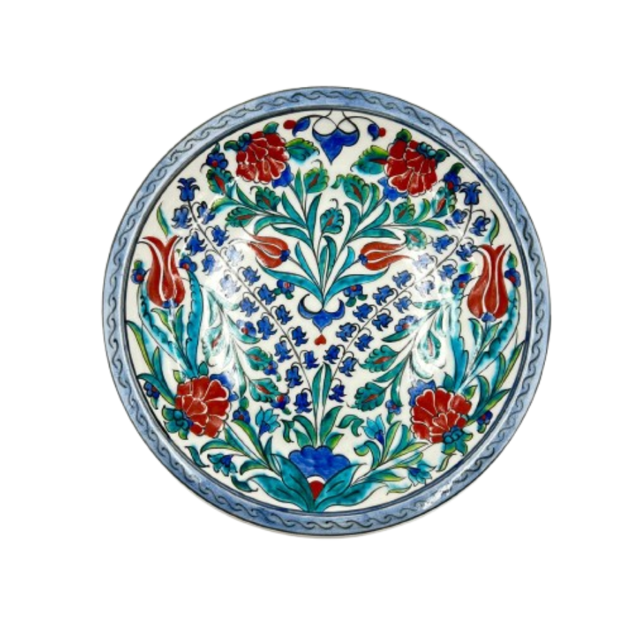 Dekoratif Seramik Renkli Karanfil ve Çiçekler 30 CM Tabak