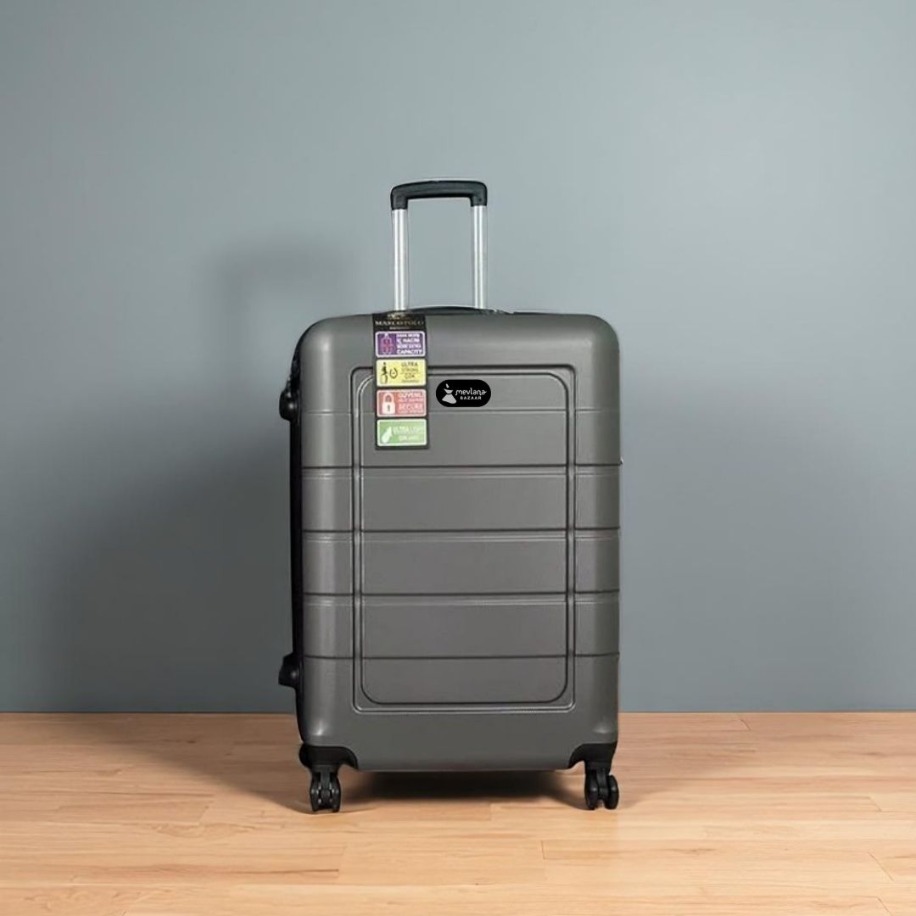 PC ve ABS Sert Yanlı Kabin Boy Valiz Gri 