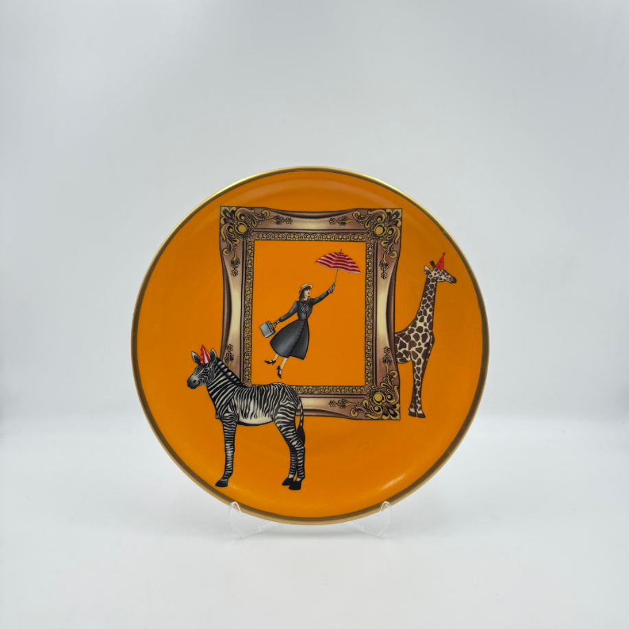 Desenli 6'lı Pasta Tabağı Turuncu