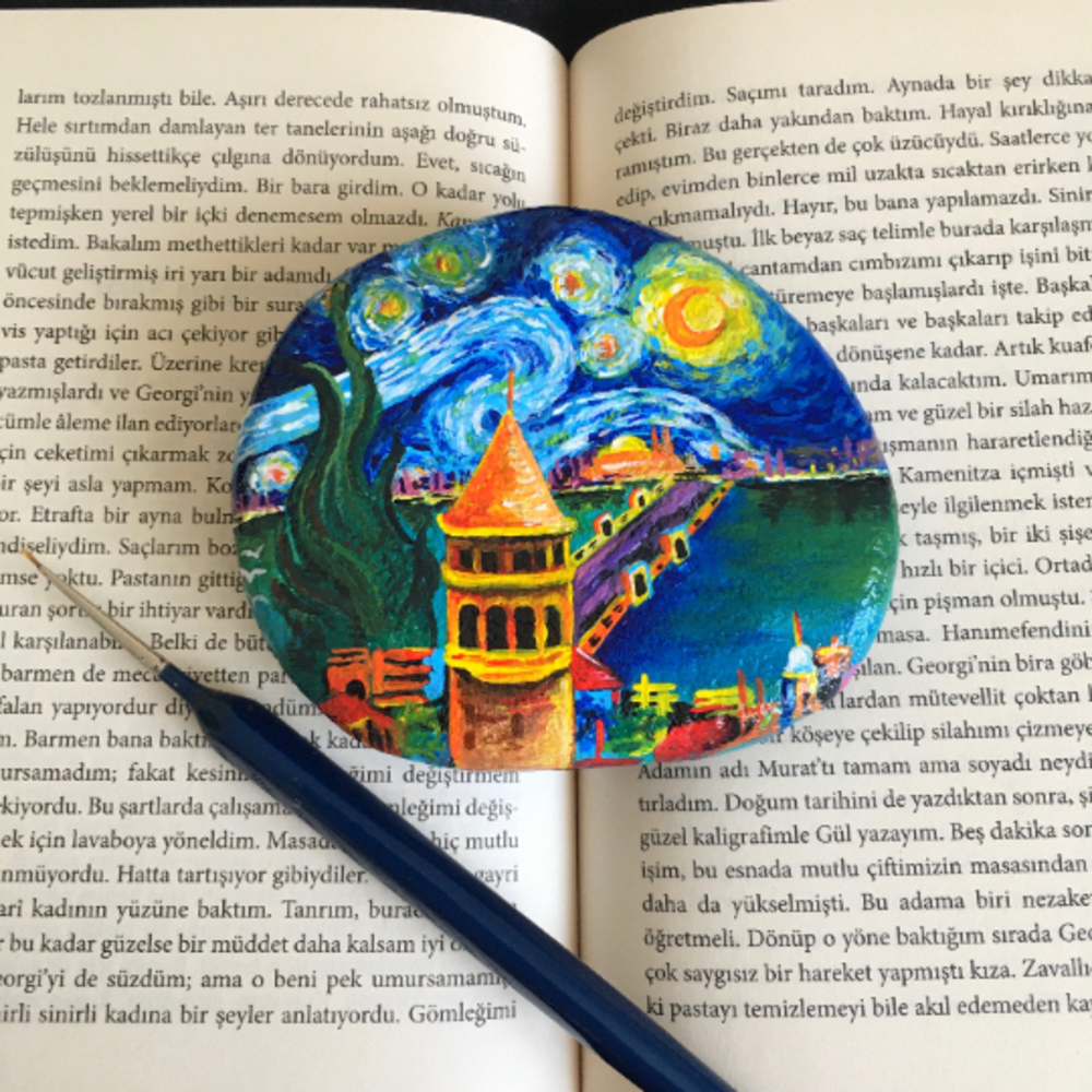 Yıldızlı Galata / Orijinal Taş Boyama