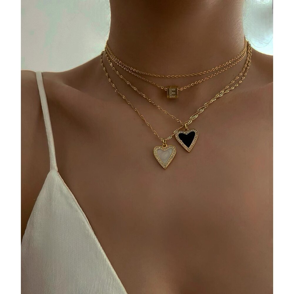Mineli taşlı heart kolye