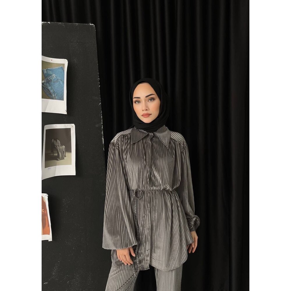 ELYSA KADİFE TAKIM - GRİ