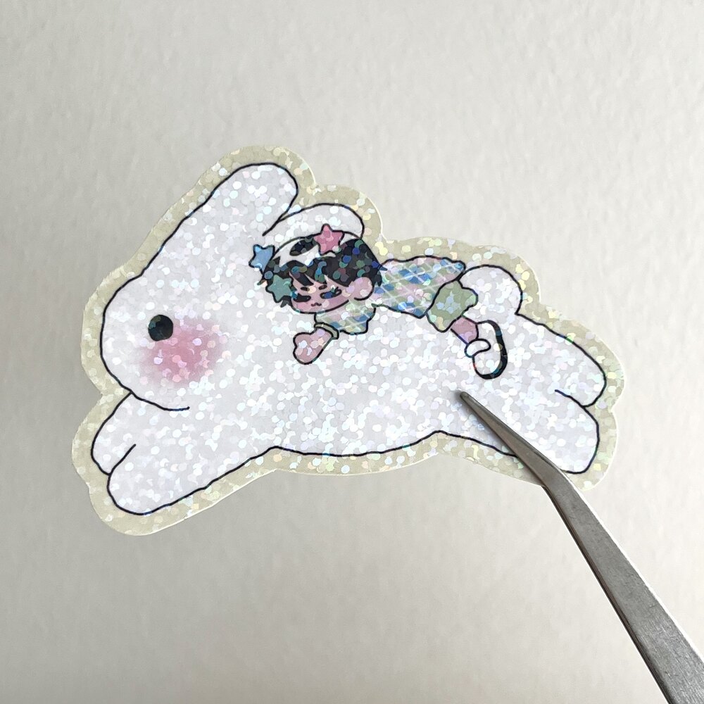 bunny hologramlı sticker | moonillusion