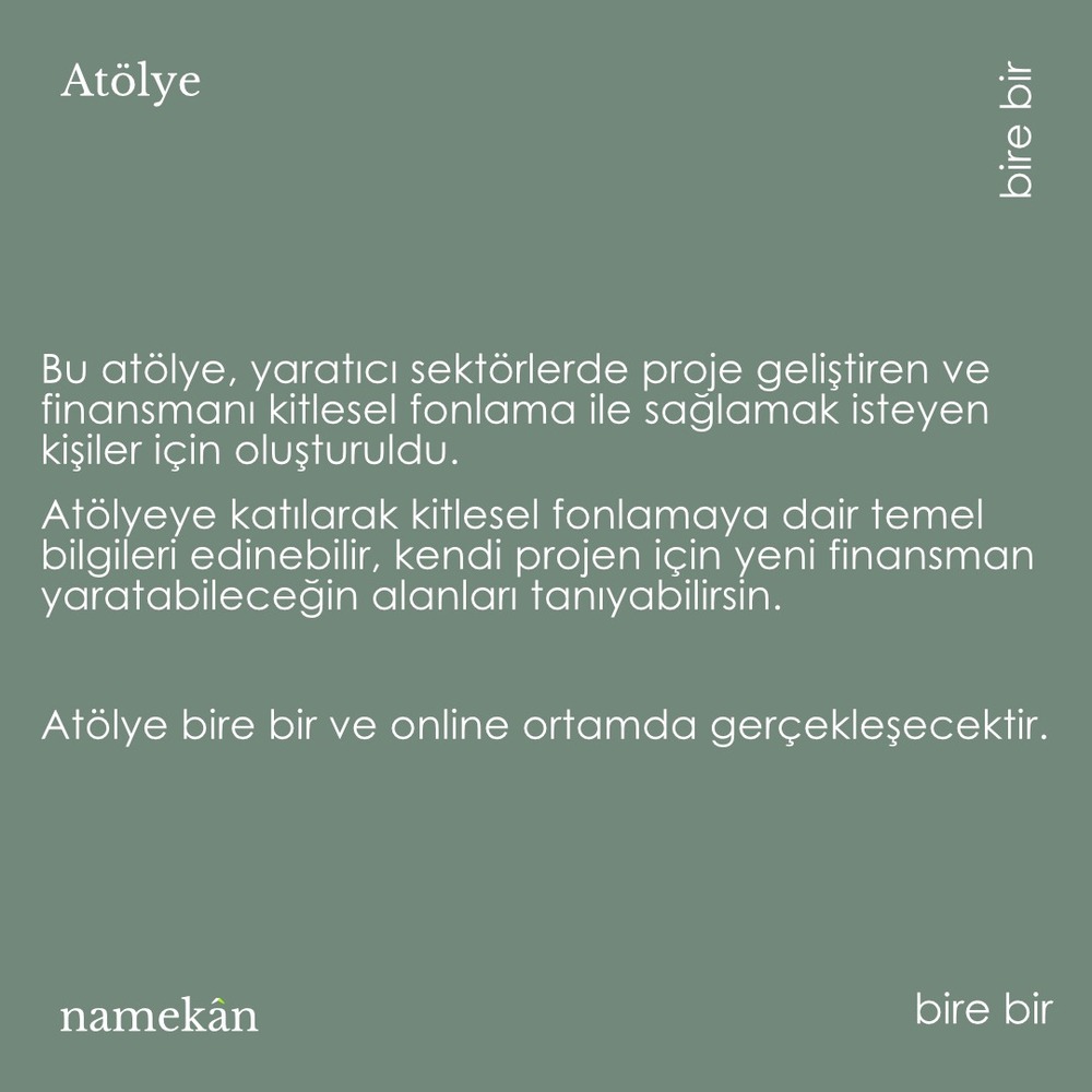 Bire bir atölye: Kitlesel Fonlama