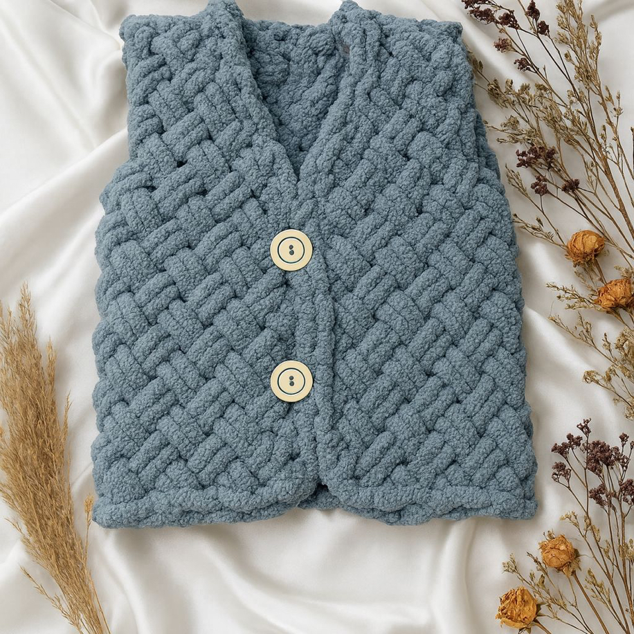 Soft Grey Buttoned Baby Vest