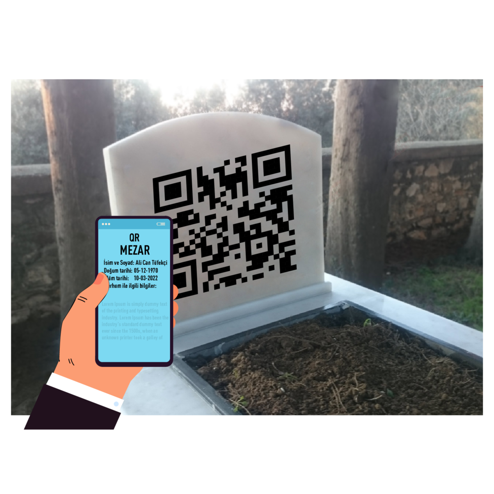 QR Mezartaşı Hazır Dinamik Karekod (Sticker olarak) sipariş min. 10 adet