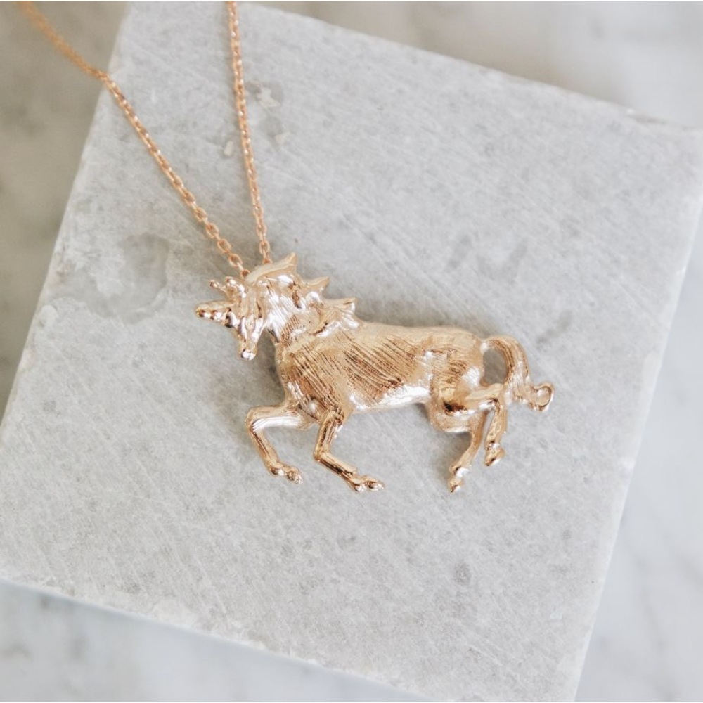unicorn bronz kolye