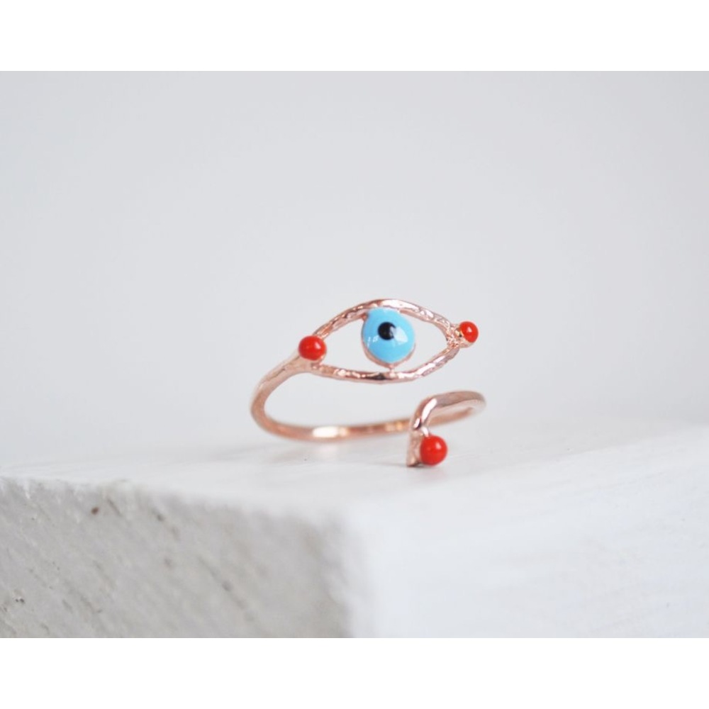 evil eye eklem yüzüğü kırmızı