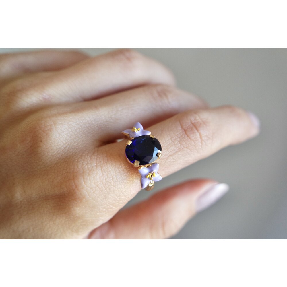 floral lila-safir(lacivert) yüzük