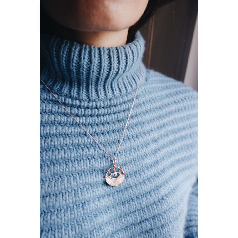 evil eye kırmızı madalyon kolye