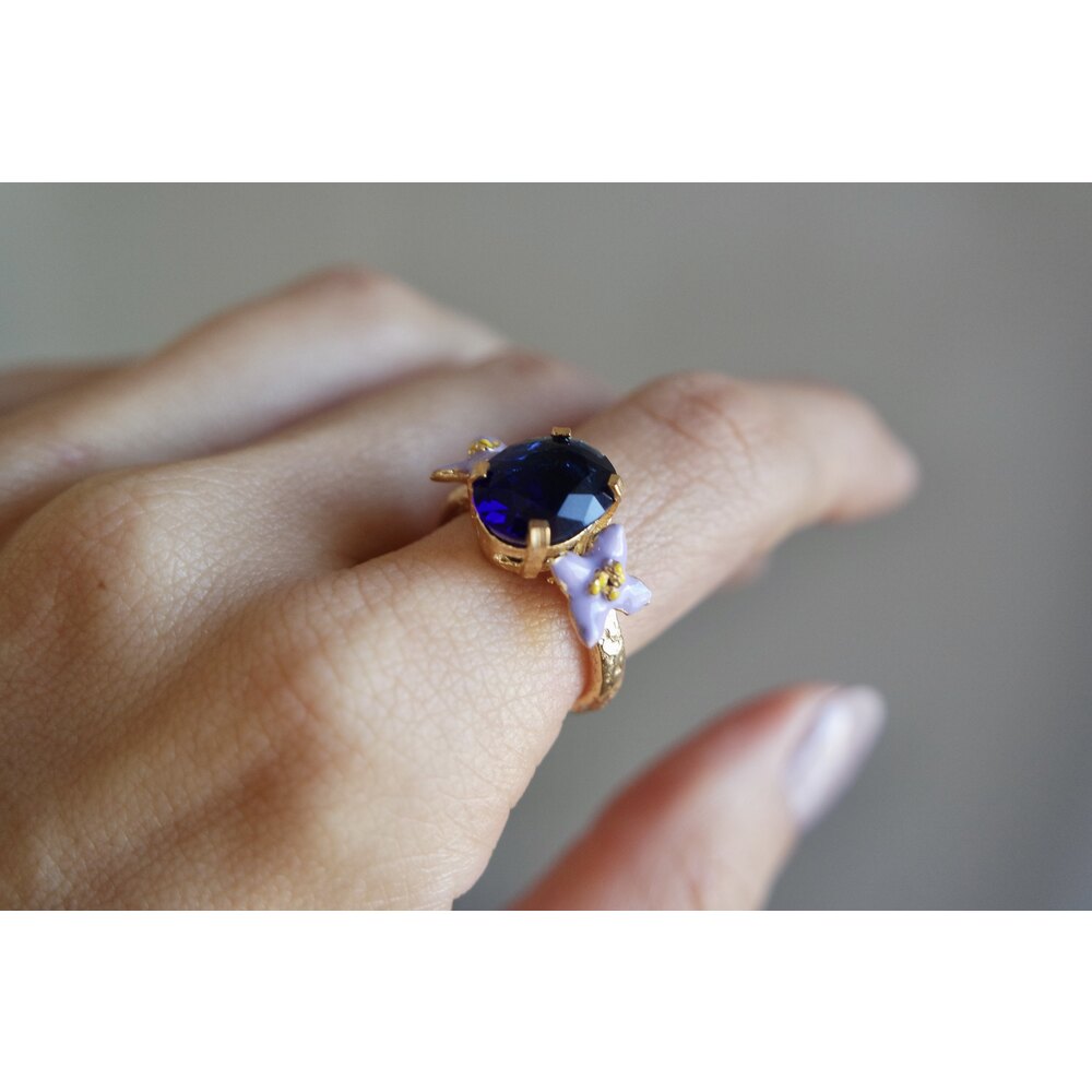 floral lila-safir(lacivert) yüzük