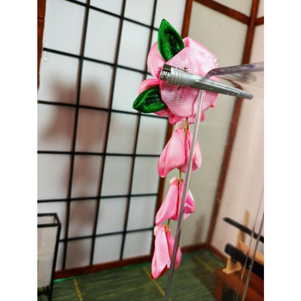 Pembe Sakura Kanzashi Saç Tokası