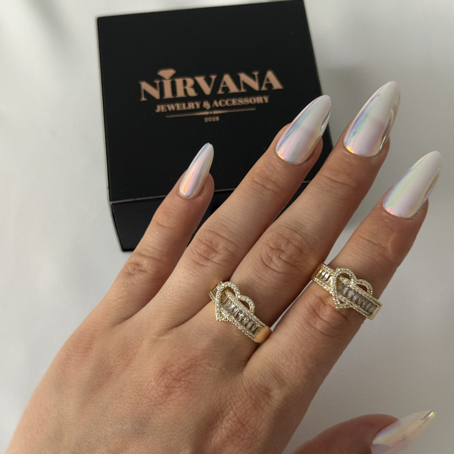Ayarlanabilir taşlı kalp yüzük | Nirvana Accessoryy