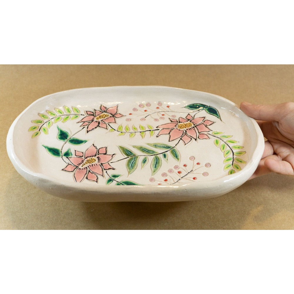 El Boyaması ''Flowers'' Servis Tabağı