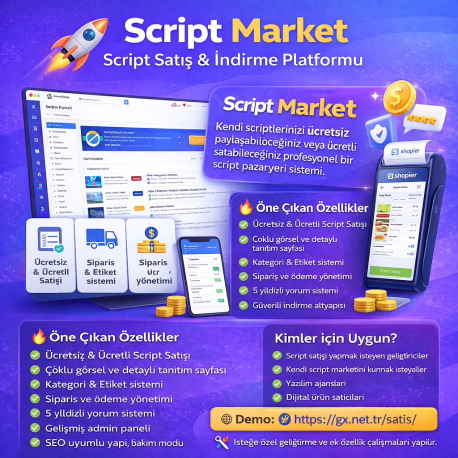 Script Market – Script Satış & İndirme Platformu