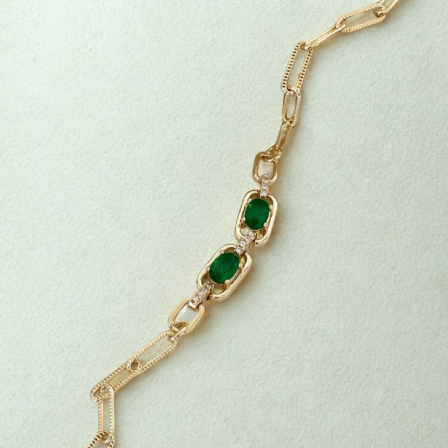Divelle Chain Bilezik | CM jewelry | Lacivert & Yeşil
