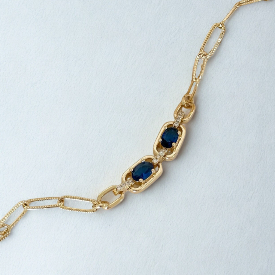 Divelle Chain Bilezik | CM jewelry | Lacivert & Yeşil