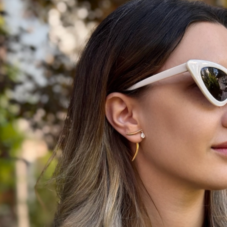 Luné Çift Parçalı Küpe | VIP Seri  | 14K Gold Kaplama