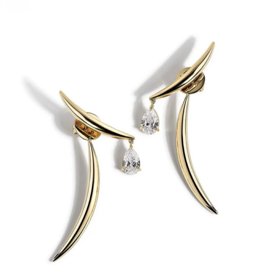 Luné Çift Parçalı Küpe | VIP Seri  | 14K Gold Kaplama