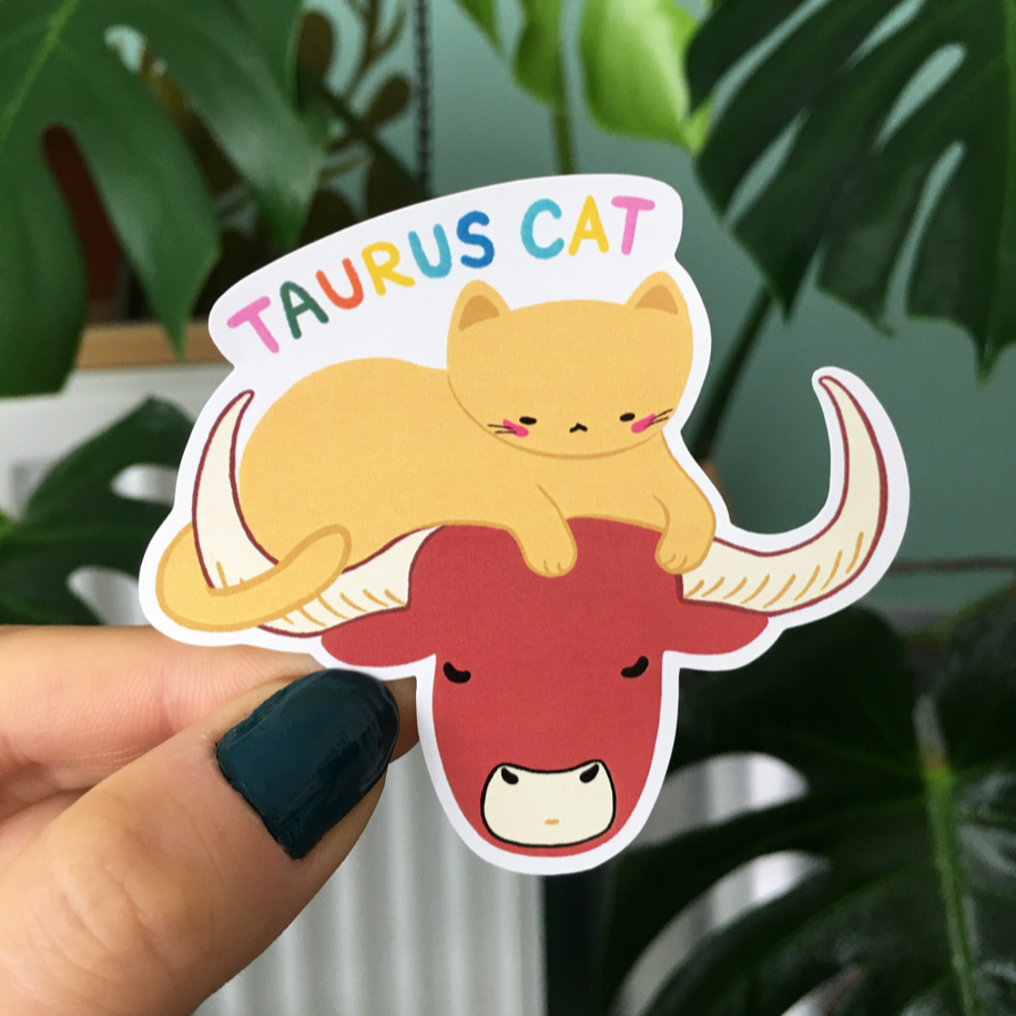 Boğa Burcu Kedi Sticker
