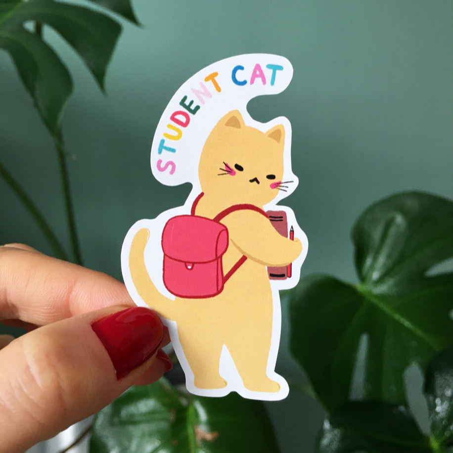 Student Cat Sticker