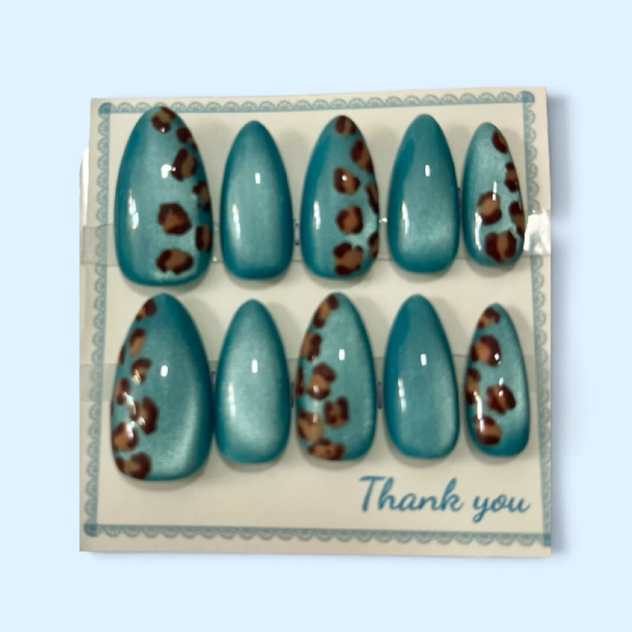 Y2K Leopard Tasarım Takma Tırnak press-on nail seti