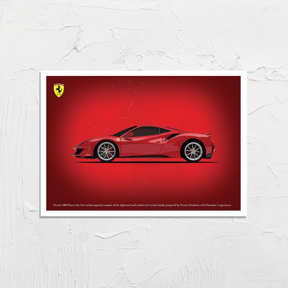 PosterBo Ferrari 488 Pista Özel Tasarım Dev Poster (59 x 84 cm)