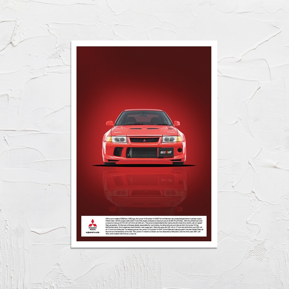 PosterBo Mitsubishi Evolution VI Tommi Makinen Edition Özel Tasarım Dev Poster (59 x 84 cm)