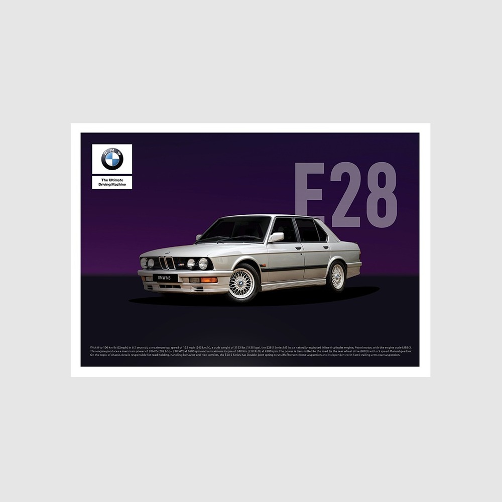 PosterBo BMW M5 E28 Özel Tasarım Dev Poster (59 x 84 cm)