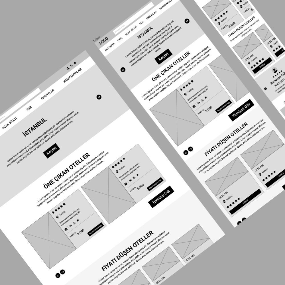 Otel ve Seyahat Acentesi Responsive Wireframe Şablonu