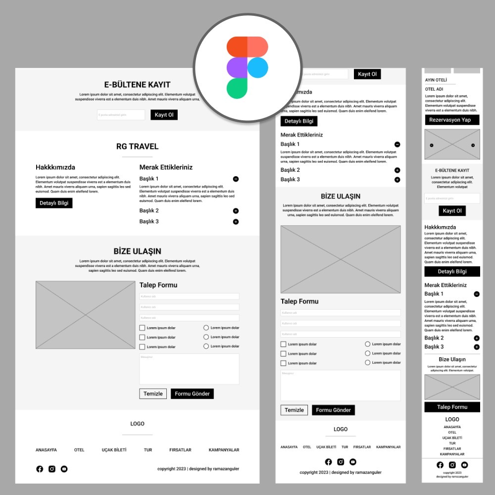 Otel ve Seyahat Acentesi Responsive Wireframe Şablonu