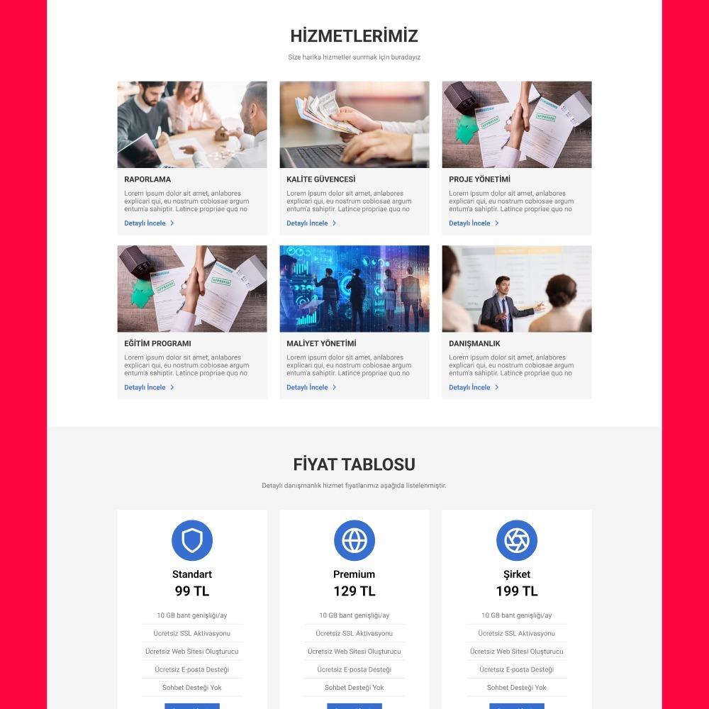 Tüm Sektörlere Uyarlanabilir Responsive Web Sitesi Şablonu