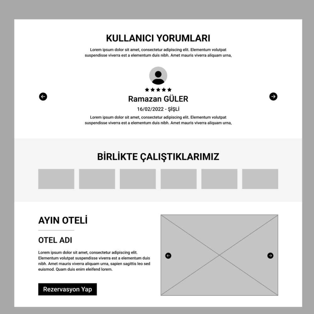 Otel ve Seyahat Acentesi Responsive Wireframe Şablonu