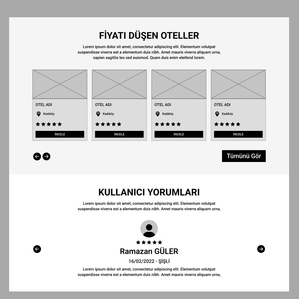 Otel ve Seyahat Acentesi Responsive Wireframe Şablonu