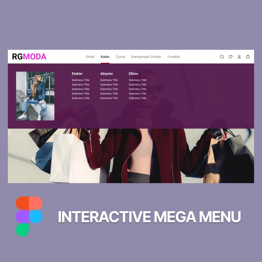 Figma ile Gelişmiş Interactive Mega Menu - Figma Dosyası + Eğitim Videosu