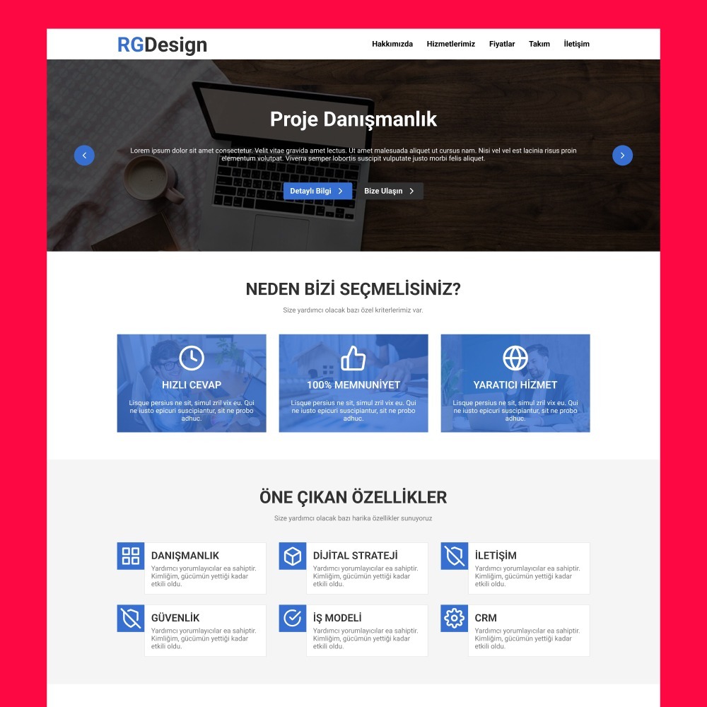 Tüm Sektörlere Uyarlanabilir Responsive Web Sitesi Şablonu