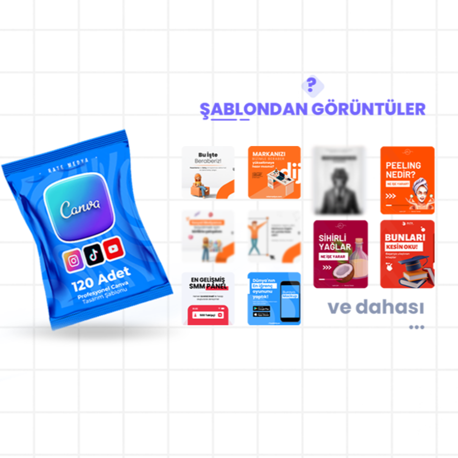 İçerik Üretici Paketi ( 120 Profesyonel Canva Tasarımı + İçerik Üretim Kursu )