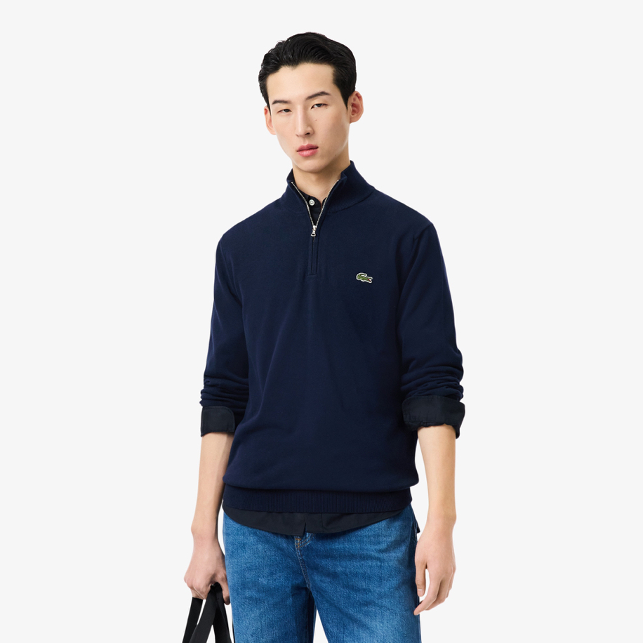 Lacoste Lacivert Half-Zip %100 Cotton Knitwear | RAVELLA