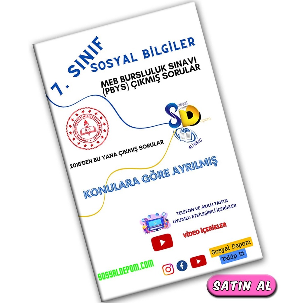 7.Sınıf Sosyal Bilgiler Bursluluk (PYBS) Çıkmış Sorular