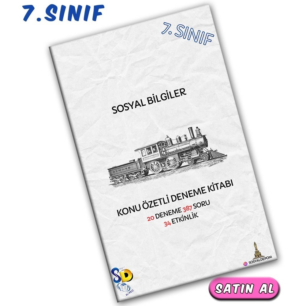 7.Sınıf Sosyal Bilgiler Ders Notu ve 20 Branş Denemesi 387 Soru 34 Etkinlik