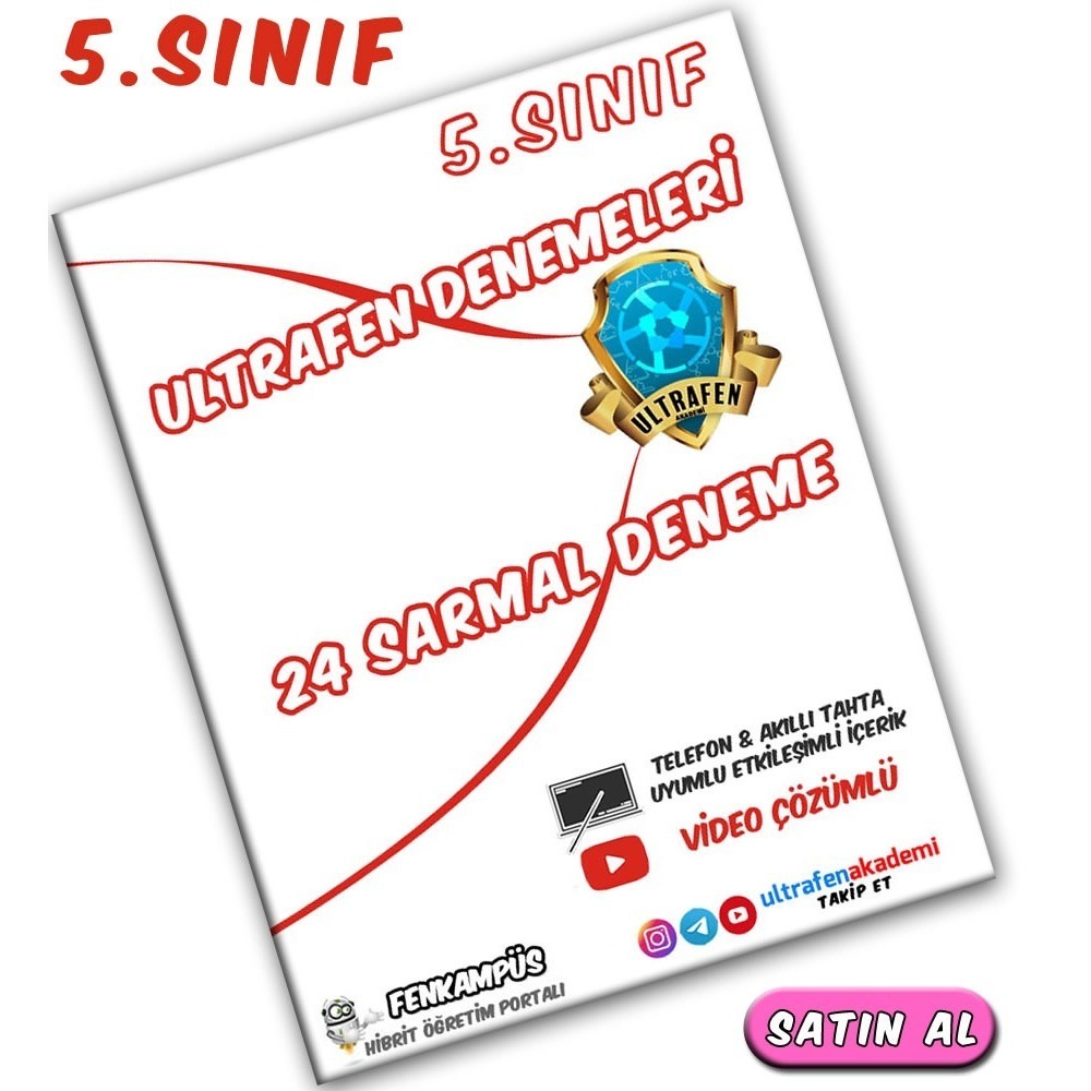 5.Sınıf ULTRAFEN Denemeleri ( 24 Sarmal Deneme - 480 Soru )