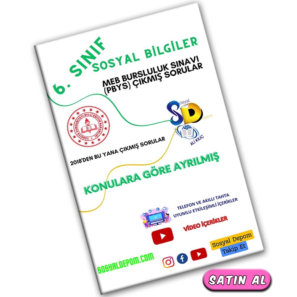 6.Sınıf Sosyal Bilgiler Bursluluk (PYBS) Çıkmış Sorular