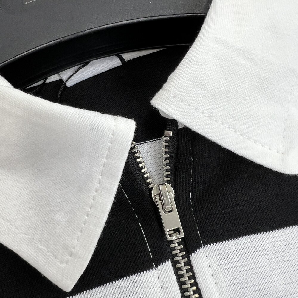 Polo Yaka Örme Sweat Beyaz-Siyah 8369