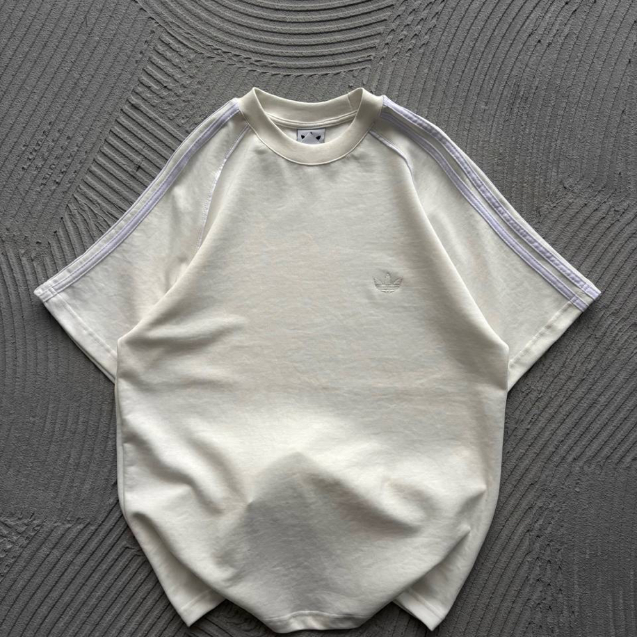 Adidas 3 Şeritli Premium Oversize T-Shirt Full Beyaz 8499