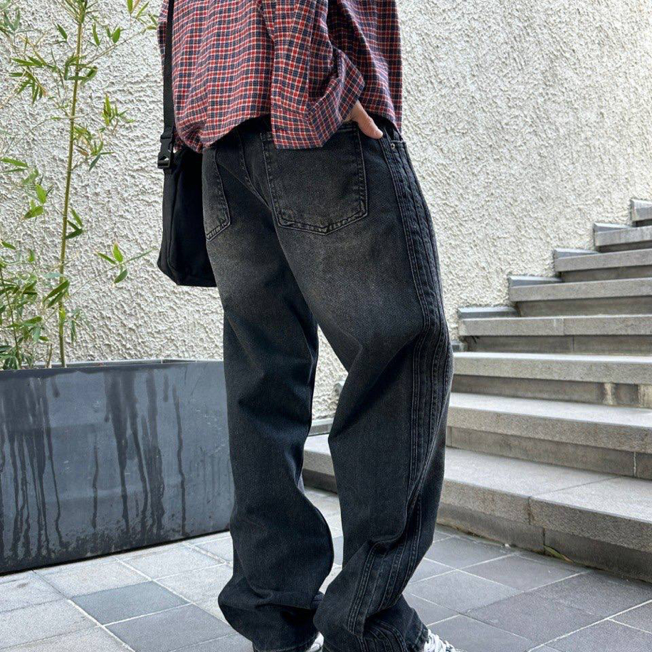 3-Stripes Premium Baggy Kot Pantolon Antrasit