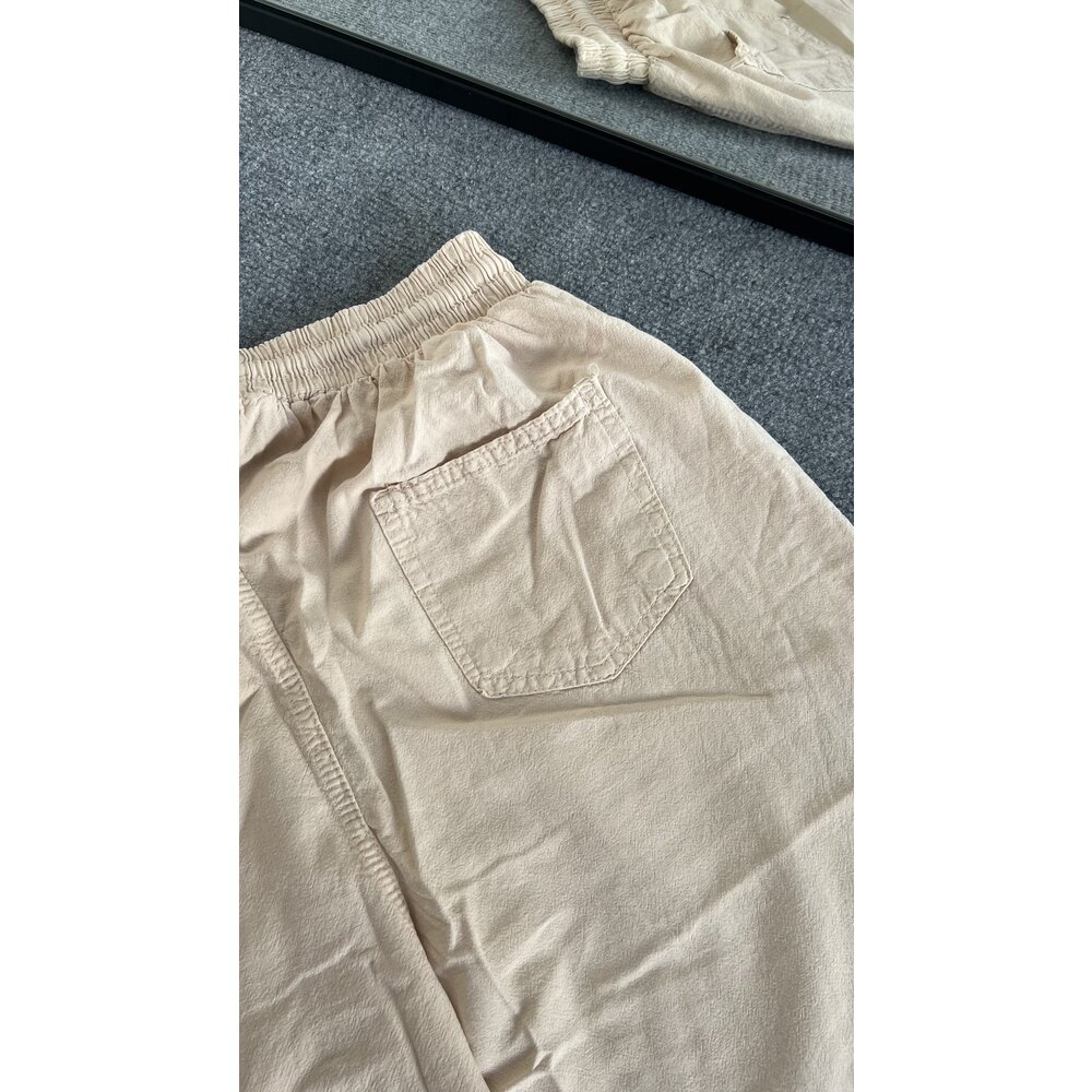 Asit Yıkamalı Keten Pantolon Bej 8355