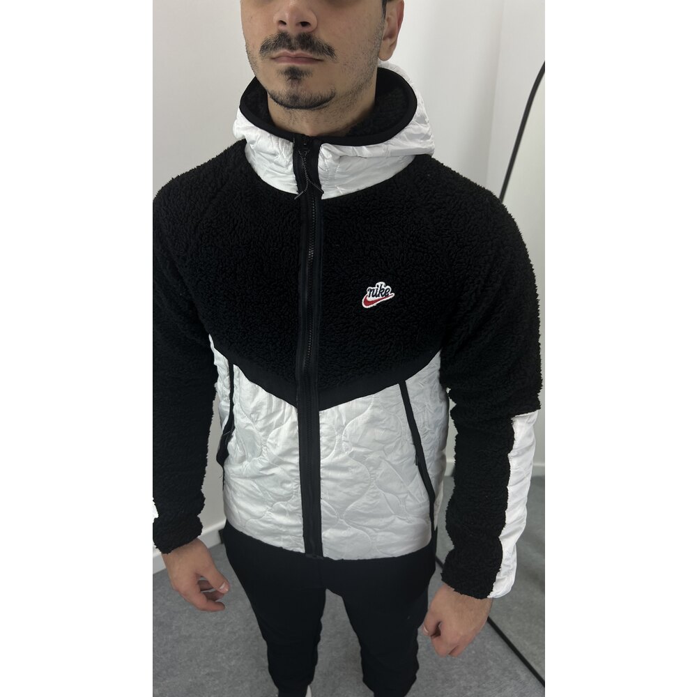 Nike Heritage Sherpa Ceket Beyaz-Siyah 8383