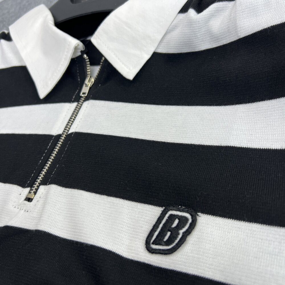 Polo Yaka Örme Sweat Beyaz-Siyah 8369